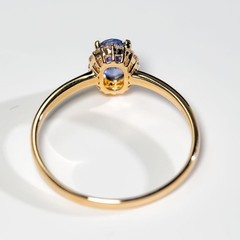 Classic Design Australian Black Opal Diamond Engagement Wedding Ring 18K Gold