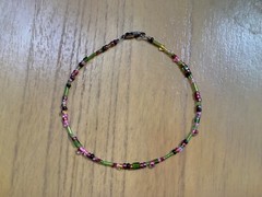 Glass beaded ankle bracelets, multi-colored, set of 2
