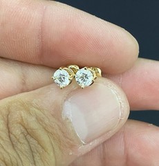 14K Yellow Gold Natural SI1-SI2 0.75 CTW Color G Real Diamond Stud Earring