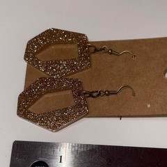 Handmade epoxy resin retro shape dangle earrings gold glitter geometric dangle