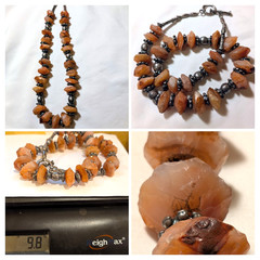Brutalist Chunky Style Carnelian Necklace Orange Brown Raw Earthy Heavy piece