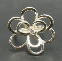 Genuine Stylish Sterling Silver Ring Flower Solid 925 With CZ Handmade Empress