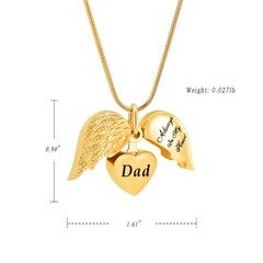 Angel Wing Urn Necklace Cremation Heart Urn Necklace Ashes Urn Jewelry for Women
