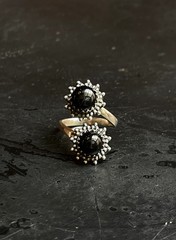 Black Onyx Bypass Ring Size 8 | 925 Sterling Silver Southwest E144