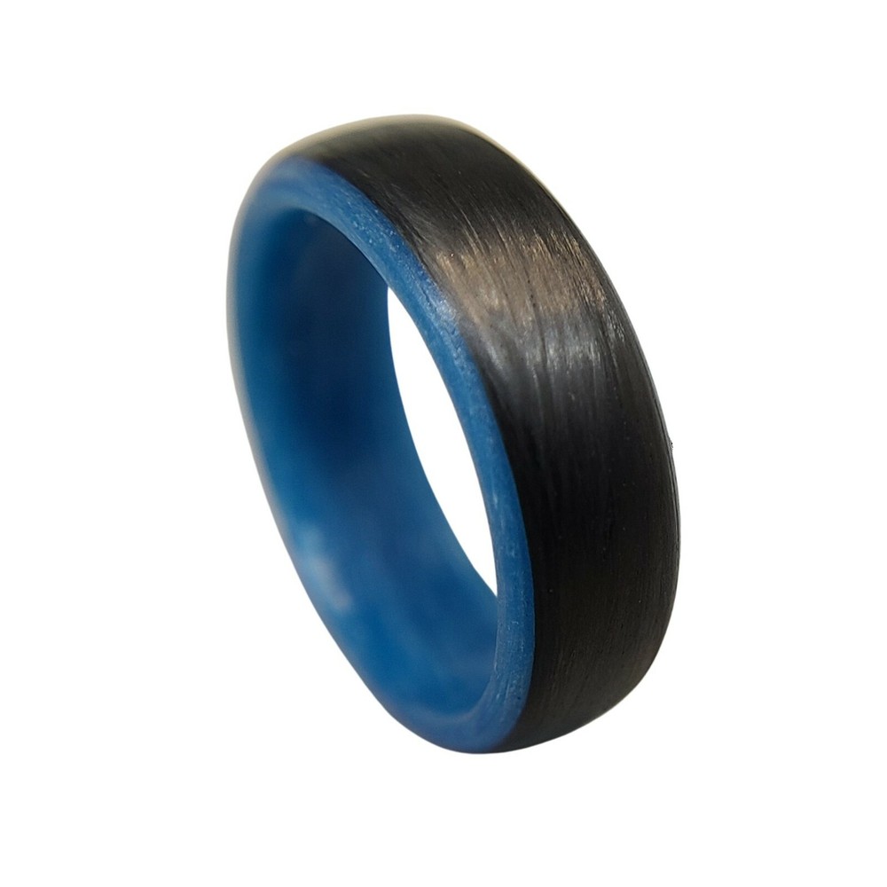 Carbon Fiber Blue Glow Ring-Made in USA- sizes 4-16