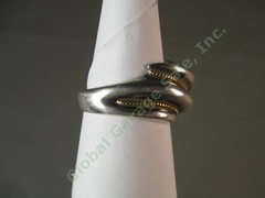VTG Tiffany & Co 18K 750 Yellow Gold Rope 925 Sterling Silver Women Shrimp Ring