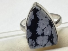 ATTRACTIVE NATURAL SNOW FLAKE OBSIDIAN IN STERLING SILVER 925 RING SIZE6.75-7.0