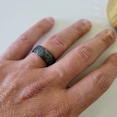 Carbon Fiber Ring with Gibeon Meteorite inlay – Made in USA – Sizes 4-16
