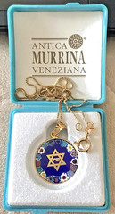 Antica MURRINA VENEZIA Millefiori STAR OF DAVID Pendant Sterling Chain Orig Box