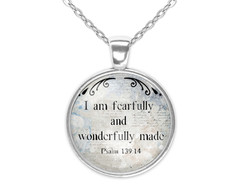 Elegant Scripture Faith Bible Verse Necklace Standard or Large Charm Pendant