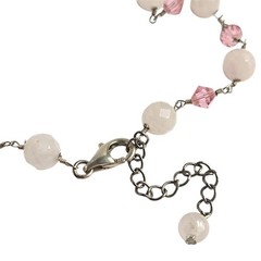 Artisan Rose Quartz Y Drop Necklace Pink Crystal Sterling Clasp 18″-20″