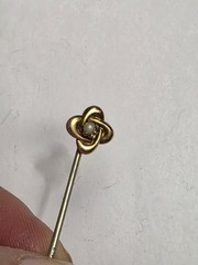 Antique P.S.CO. P.S. Co. Gold Filled Love Knot Pearl Stick Pin