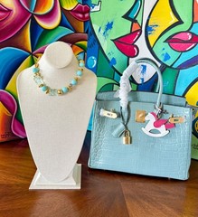Bold Beads Handmade Turquoise and Clear Quartz Necklace- MADE IN JAMAICA🇯🇲