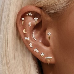 Gold Nap Earrings 925 Sterling Silver Flat Back Conch Tragus Piercing Earrings