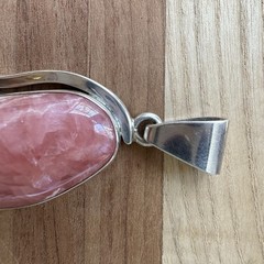 VTG Artisan Crafted Pendant 2.5 Inch Pink Gem Rhodochrosite 925 Sterling 31.6g