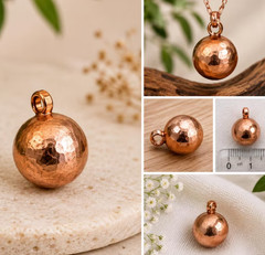 1Pc Pure Copper Healing Ball Pendant Locket Jewelry, Spiritual, 10-11 mm, 6.9 gm
