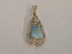 Wire-Wrapped Natural Opal Pendant in Gold-Tone Setting JB