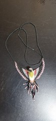 Handcrafted Beaded Multicolor Glass Bird Pendant Necklace, Unisex, Animal Theme