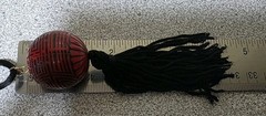 Faux Cinnabar Round Carved Bead On Satin Cord Necklace. #660