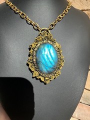 Huge Labradorite Pendant Necklace Handcrafted
