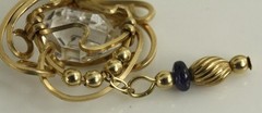 Fine Estate Jewelry 12KT Gold Filled Wire Wrapped CRYSTAL Glass Beaded Pendant