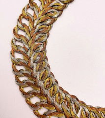 Vintage Artisan Interlocking Tri Color Metal Twisted Wire Collar Necklace Stmt