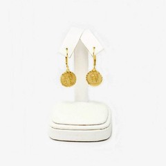Solid Christ Face 15mm Medal Earrings Lever Back Authentic 1/20 -14K Gold Filled