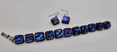 Dichroic Fused Glass Earrings And Bracelet