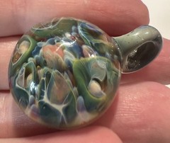 Hand Blown Art Glass Lampwork Implosion Pendant Charm For Necklace Or Choker