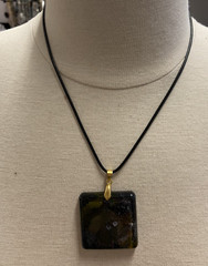 Enameled Brown with Golden flecks Pendant Necklace (New)