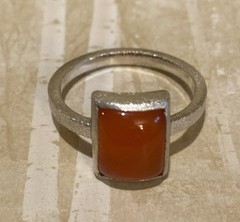 Sundance Catalog Sterling Silver Rectangle Red Onyx Stone Ring Size 7