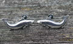 Antique Silvered Cod Designed Screw Back Earrings