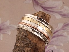 Solid 925 Silver Copper Brass Minimalist Healing Ring Handmade Unisex Thumb Ring