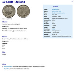 1957 Netherlands 10 C coin earrings Dutch Queen Juliana Amsterdam Utrecht 000675