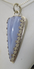 TIMELESS HANDCRAFTED AFRICAN BLUE LACE AGATE PENDANT SET IN STERLING SILVER