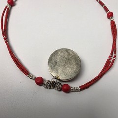 Tibetan Handmade Red Coral Gemstone Necklace 18in #0667