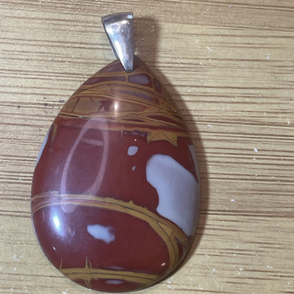 Picture Jasper Pendant With Sterling Silver Bail 2 Inches Long