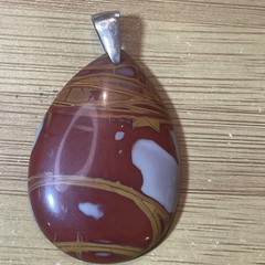 Picture Jasper Pendant With Sterling Silver Bail 2 Inches Long