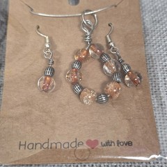 3 Pair Of New Handmade Earrings 1 Pendant Pink Teal Black Gray Orange Silver