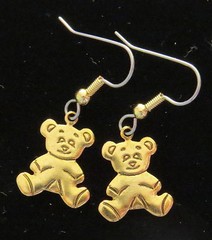 Teddy Bear Baby in Pajamas Earrings 24 Karat Gold Plate Bears PJ’s Teddies