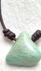 Amazonite Natural Stone Handmade Adjustable Necklace, 2 mm Waxed Cord.