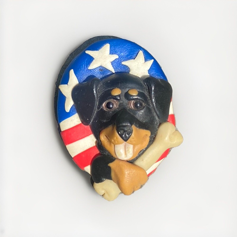 Handmade Patriotic Rottweiler Pin