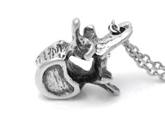 Lumbar Vertebrae Pendant Necklace Handmade in Pewter on Stainless Steel Chain