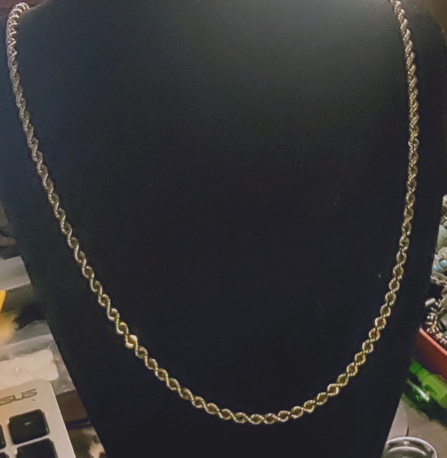 Vintage 21” long 10k 1/20 GF over sterling silver 925 rope chain necklace((B120)