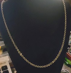 Vintage 21” long 10k 1/20 GF over sterling silver 925 rope chain necklace((B120)