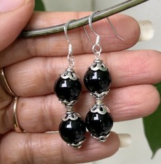 925 Sterling Silver + 10 mm Rnd Beads Original Black Onyx 2