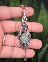 Handcrafted Copper Green Seaglass Wire Wrapped Pendant