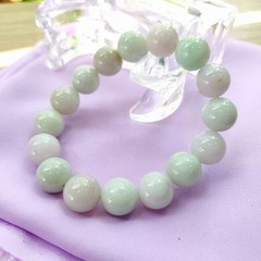 Burmese Jade Bracelet Round Sweet Color Natural Jadeite Type A Beads Wide 13.1mm