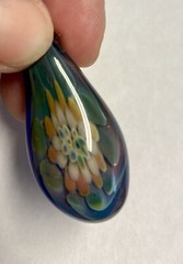 Lotus Flower Art Glass Teardrop Pendant