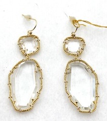 Gorgeous Elegant Gold Plated Clear Crystal Earrings 2 1/4″ Long ~ New With Tag